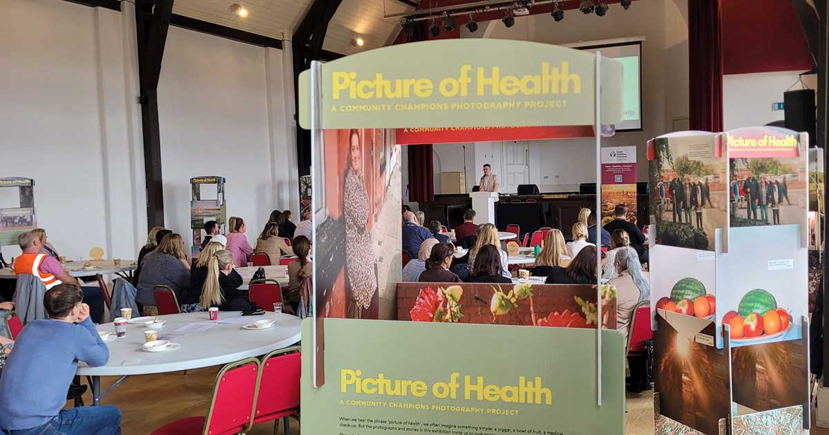 Picture of health event stand